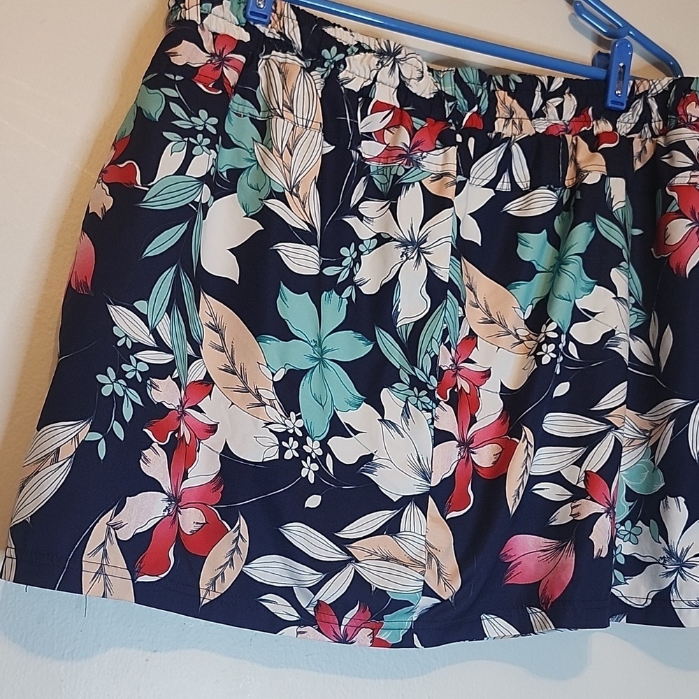 St. John's Bay Floral Print Mini Skirt - Navy and Pink - Picture 7 of 7